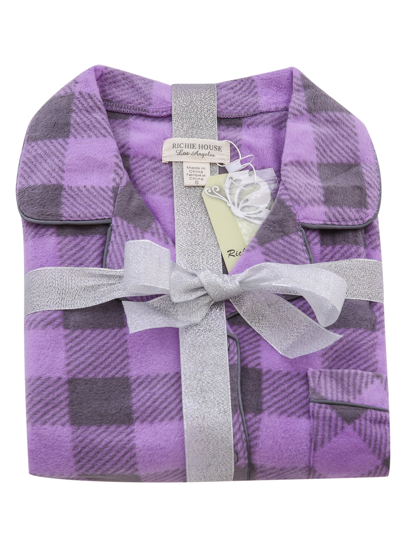 KTSK Womens Printed Flannel Two Piece Set Pajama