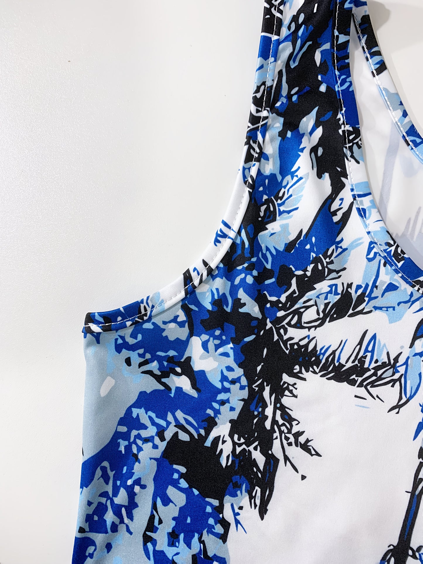 Women's Elegant Sleeveless Tropical Print Dress