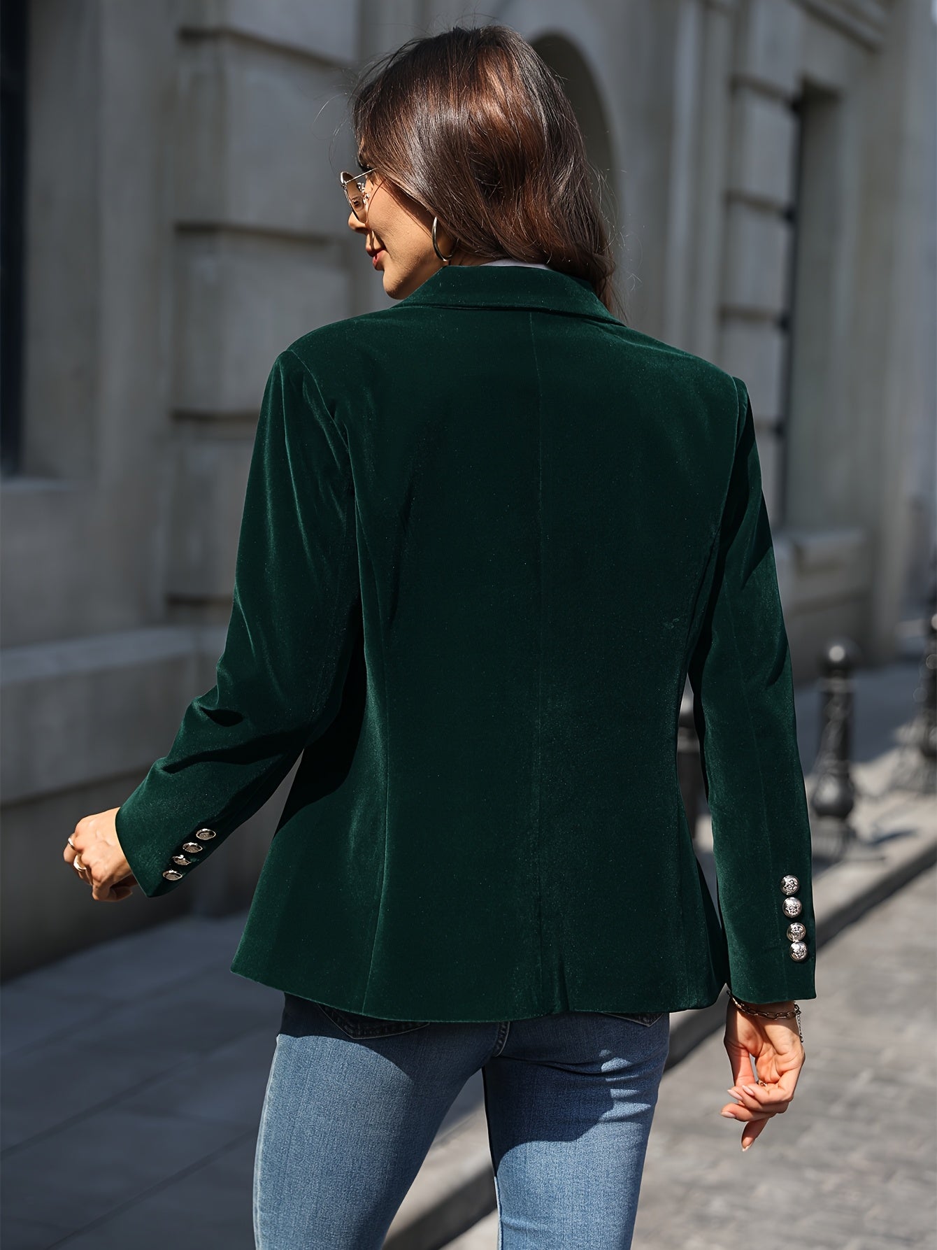Elegant solid color one-piece velvet suit jacket