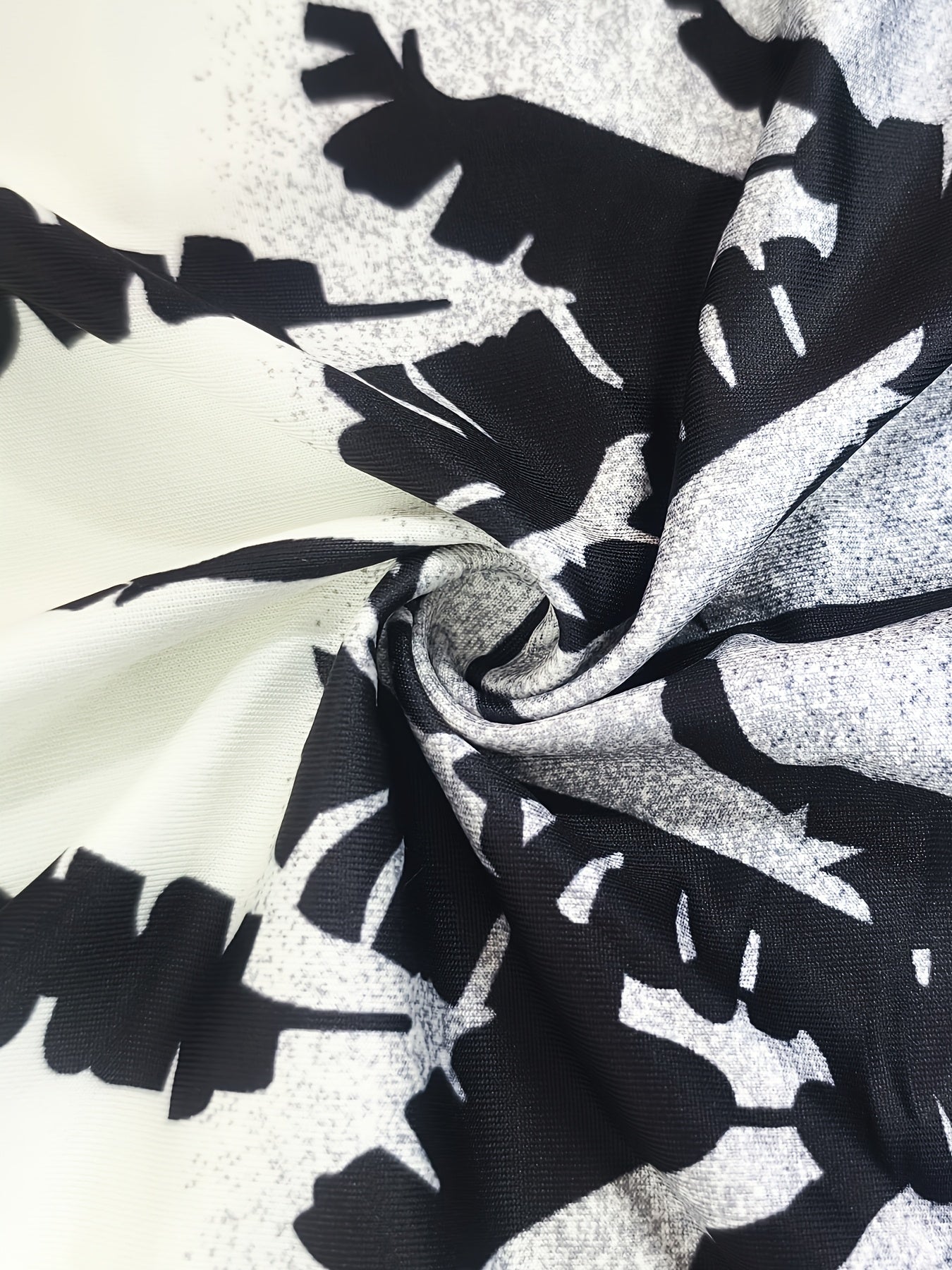 Women's Fashion Sleeveless Floral Print Tank Dress - Black and White Gradient