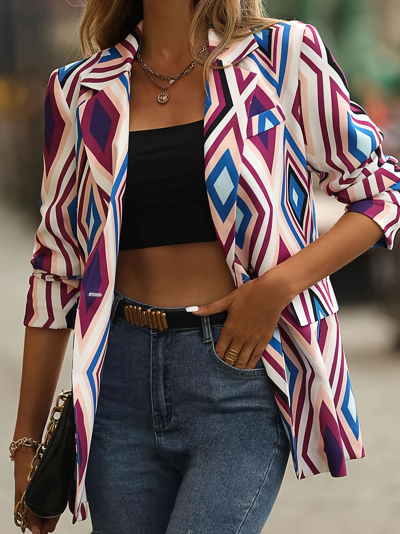 Geometric print blazer